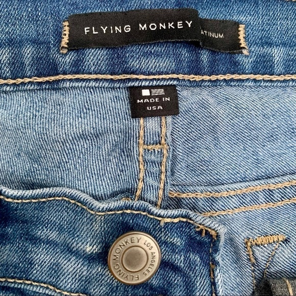 Flying Monkey Jeans Adult Size 25 Blue Platinum Distressed 30.5” Inseam Women - Picture 6 of 9